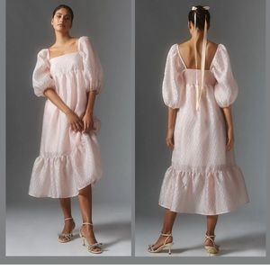 Anthropologie Textured Puff-Sleeve Dress -NWT Medium